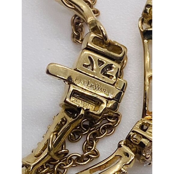 Sold!!! LeVian 14k Yellow Gold 1.39 CTW Diamond Link Safety Chain Bracelet - Picture 9 of 12
